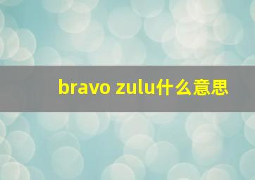 bravo zulu什么意思